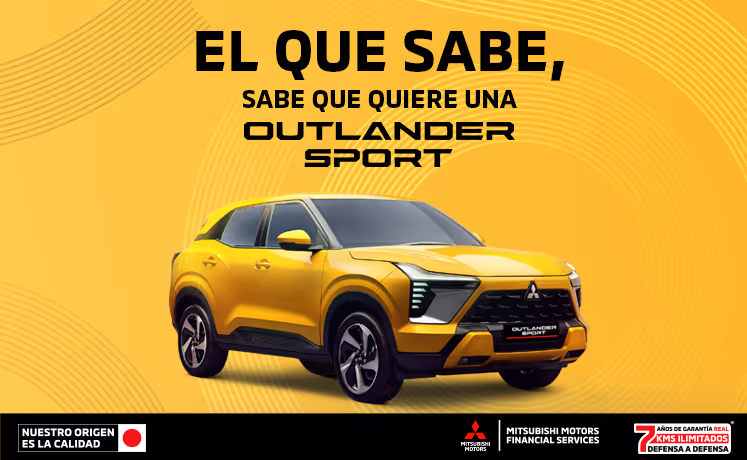 Estrena una Mitsubishi Outlander Sport 2025 con tasa desde 4.9%(1) o tasa desde 9.9% (2) + 1 año de Seguro Gratis(3) + 0% Comisión por Apertura(4) solo con Mitsubishi Motors Financial Services.