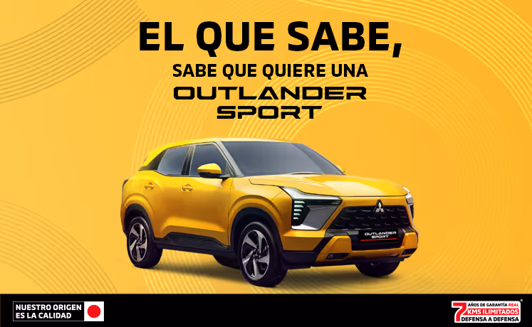 Estrena una Mitsubishi Outlander Sport 2025 con tasa desde 4.9%(1) o tasa desde 9.9% (2) + 1 año de Seguro Gratis(3) + 0% Comisión por Apertura(4) solo con Mitsubishi Motors Financial Services. Estrena una Mitsubishi Outlander Sport 2025 con tasa desde 4.9%(1) o tasa desde 9.9% (2) + 1 año de Seguro Gratis(3) + 0% Comisión por Apertura(4) solo con Mitsubishi Motors Financial Services.