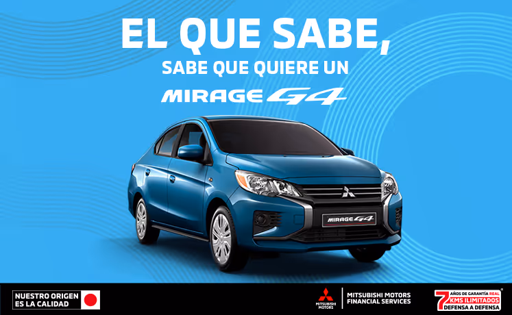 Estrena una Mitsubishi Mirage G4 2025 con tasa desde 9.9%(1) o con mensualidades desde $3,899.00MXN con Reestreno(2) + 0% Comisión por Apertura(3) solo con Mitsubishi Motors Financial Services.