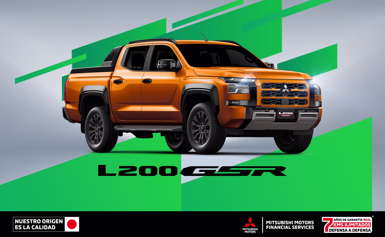 Estrena una Mitsubishi L200 GSR AT 4X4 DSL 2026 con tasa desde 7.9%(1) o Bono Flexible de hasta $58,500.00 M.N. (2) solo con Mitsubishi Motors Financial Services. Estrena una Mitsubishi L200 GSR AT 4X4 DSL 2026 con tasa desde 7.9%(1) o Bono Flexible de hasta $58,500.00 M.N. (2) solo con Mitsubishi Motors Financial Services.