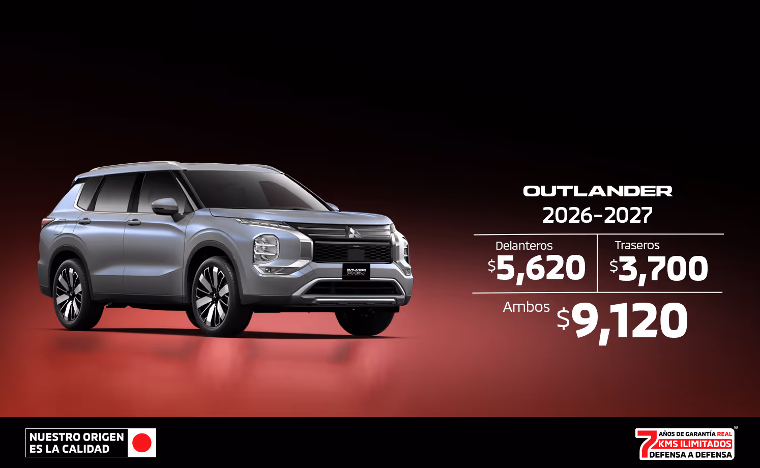 Seguridad y confianza para cada recorrido en tu Mitsubishi Outlander. Pon sus frenos en manos de nuestros expertos y disfruta un precio especial en su mantenimiento. Seguridad y confianza para cada recorrido en tu Mitsubishi Outlander. Pon sus frenos en manos de nuestros expertos y disfruta un precio especial en su mantenimiento.