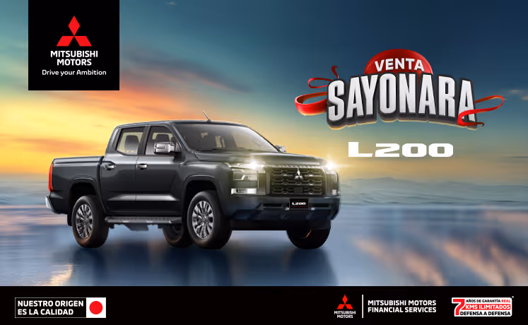 Estrena una Mitsubishi L200 GLX TM 4x4 DSL 2025 con tasa desde 9.9%(1) + 1 año de Seguro Gratis(2) + 0% Comisión por Apertura(3) solo con Mitsubishi Motors Financial Services. Estrena una Mitsubishi L200 GLX TM 4x4 DSL 2025 con tasa desde 9.9%(1) + 1 año de Seguro Gratis(2) + 0% Comisión por Apertura(3) solo con Mitsubishi Motors Financial Services.