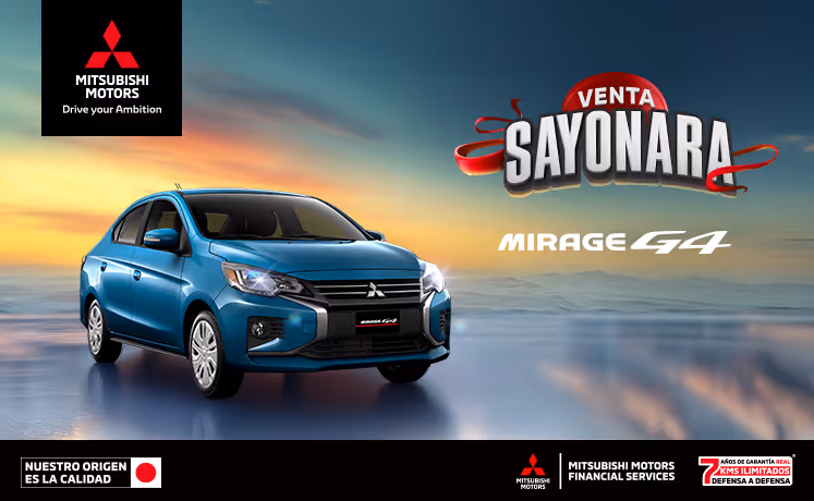 Estrena una Mitsubishi Mirage G4 2025 con tasa desde 9.9%(1) o con mensualidades desde $3,899.00MXN con Reestreno(2) + 0% Comisión por Apertura(3) solo con Mitsubishi Motors Financial Services. Estrena una Mitsubishi Mirage G4 2025 con tasa desde 9.9%(1) o con mensualidades desde $3,899.00MXN con Reestreno(2) + 0% Comisión por Apertura(3) solo con Mitsubishi Motors Financial Services.