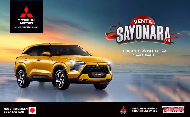 Estrena una Mitsubishi Outlander Sport 2025 desde 24 meses sin intereses (1) o tasa desde 3.9%(2) + 0% comisión por apertura (3) solo con Mitsubishi Motors Financial Services. Estrena una Mitsubishi Outlander Sport 2025 desde 24 meses sin intereses (1) o tasa desde 3.9%(2) + 0% comisión por apertura (3) solo con Mitsubishi Motors Financial Services.