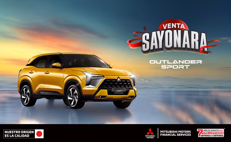 Estrena una Mitsubishi Outlander Sport 2025 desde 24 meses sin intereses (1) o tasa desde 3.9%(2) + 0% comisión por apertura (3) solo con Mitsubishi Motors Financial Services.
