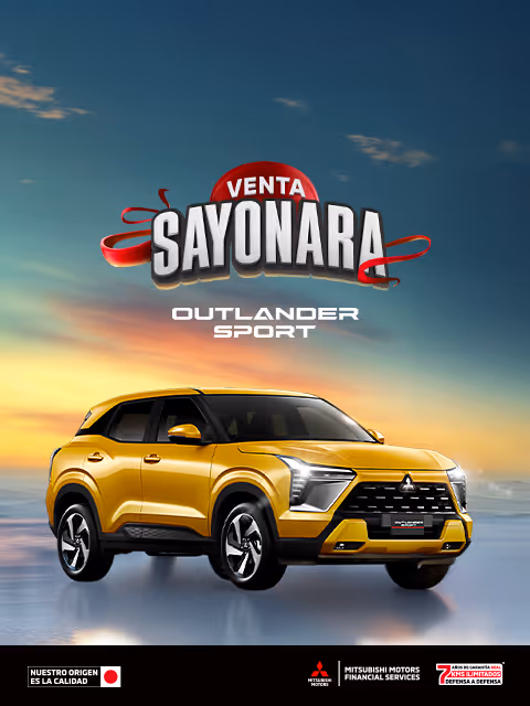 Estrena una Mitsubishi Outlander Sport 2025 desde 24 meses sin intereses (1) o tasa desde 3.9%(2) + 0% comisión por apertura (3) solo con Mitsubishi Motors Financial Services.