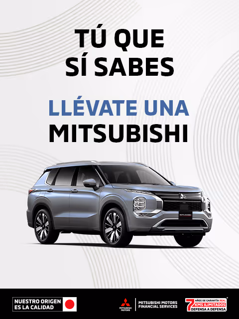 Estrena una Mitsubishi Outlander 2026 con mensualidades de $7,999.00 M.N.(1) o 1 año de Seguro Gratis(2) desde 0% comisión por apertura(3) solo con Mitsubishi Motors Financial Services.