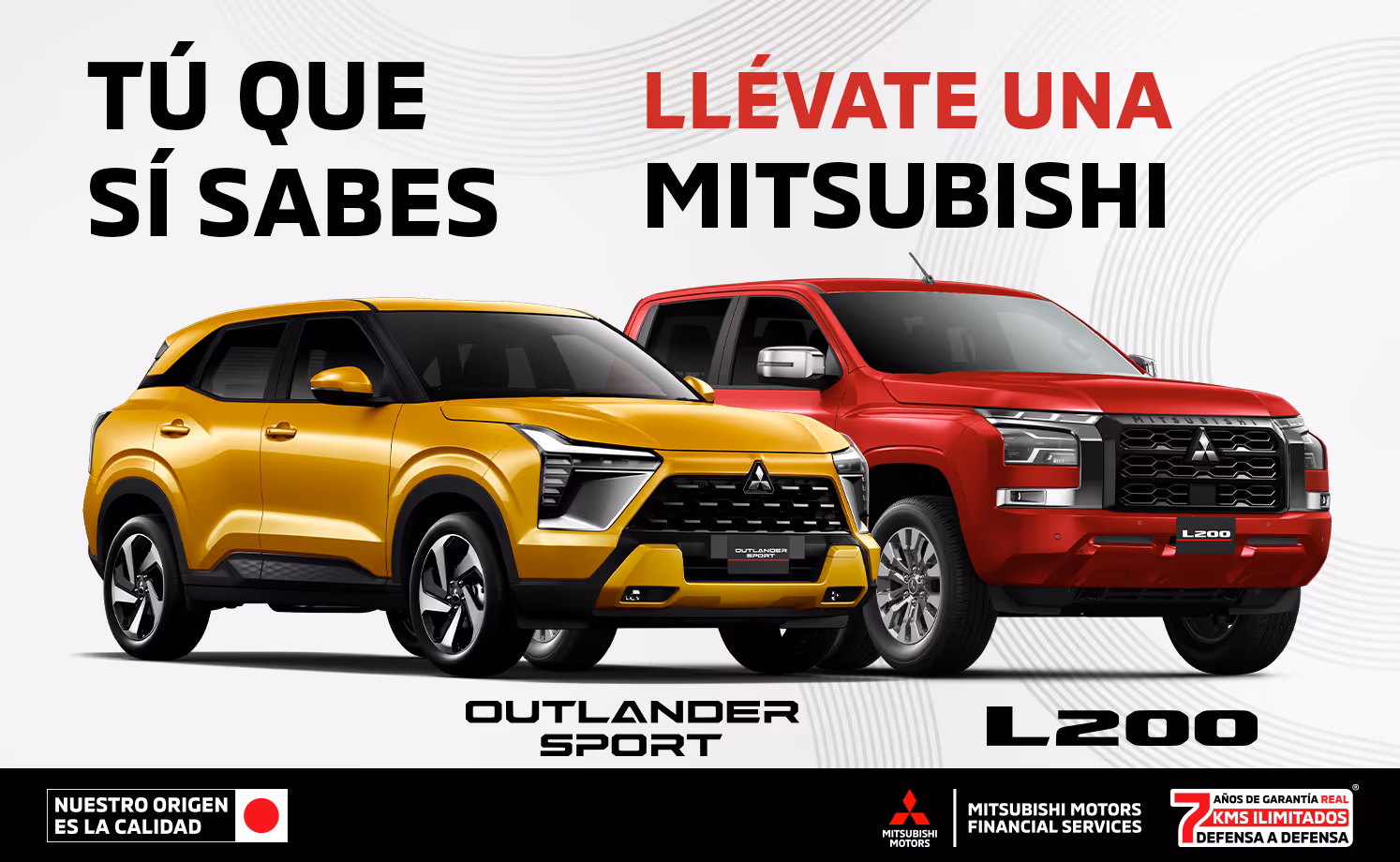 Estrena un Mitsubishi con tasa desde 4.9%(1) o Bono Flexible de hasta $105,600.00 M.N.(2) + 0% Comisión por Apertura(3) solo con Mitsubishi Motors Financial Services.