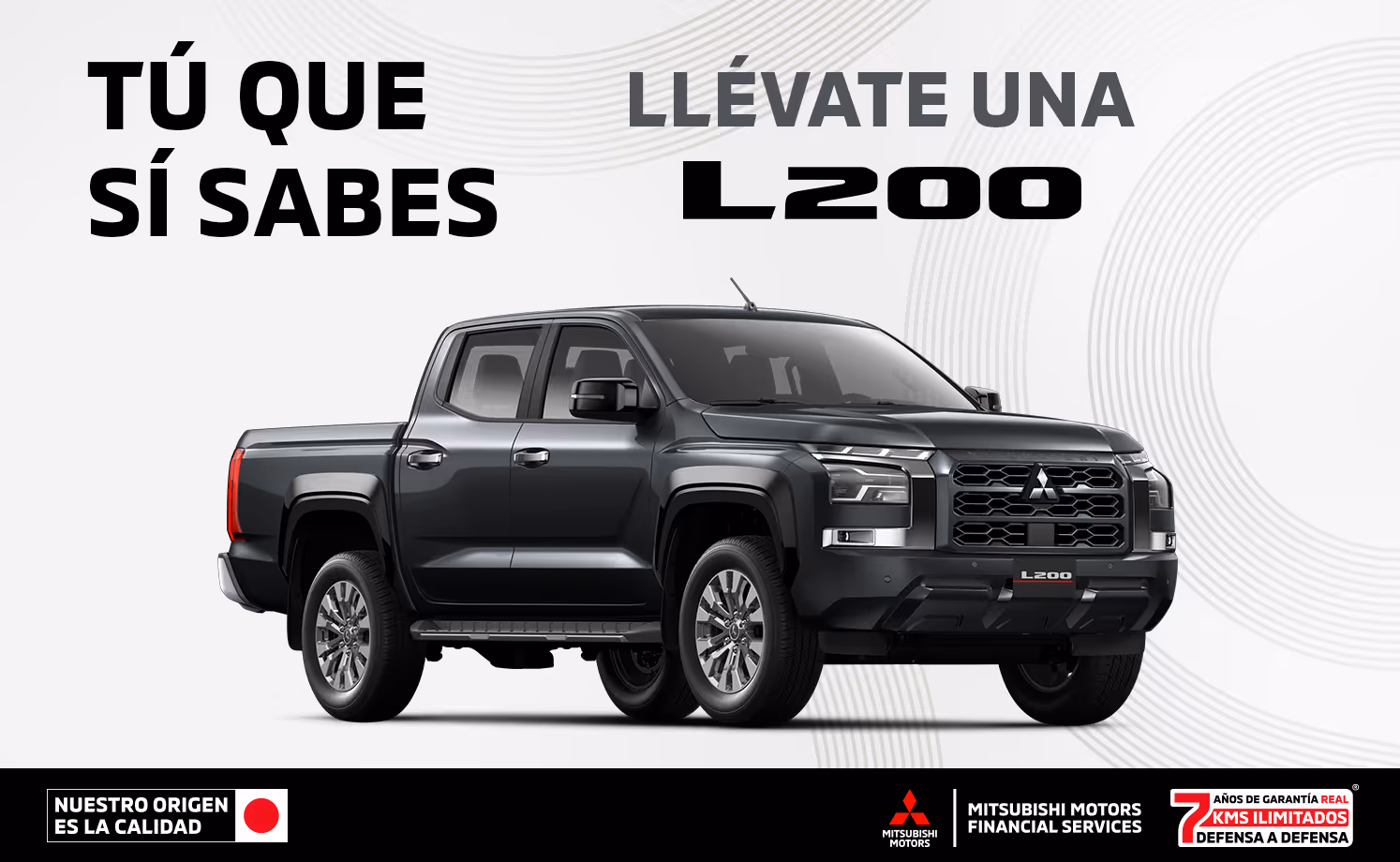 Estrena una Mitsubishi L200 GLS AT 4x4 DSL 2025 con 36 meses sin intereses (1) o Bono Flexible de $105,600.00 M.N.(2) + 0% Comisión por Apertura(2) solo con Mitsubishi Motors Financial Services.