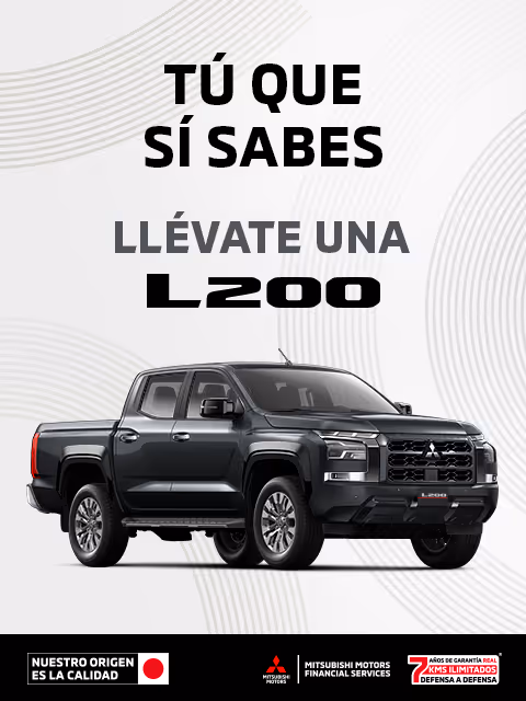 Estrena una Mitsubishi L200 GLS AT 4x4 DSL 2025 con 36 meses sin intereses (1) o Bono Flexible de $105,600.00 M.N.(2) + 0% Comisión por Apertura(2) solo con Mitsubishi Motors Financial Services.