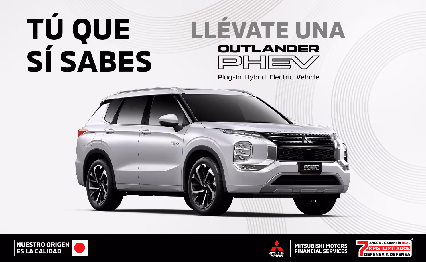Estrena una Mitsubishi Outlander PHEV 2026 con 24 Meses sin intereses1) o Bono Flexible de hasta $82,500.00 M.N. (2) + 0% Comisión por Apertura(3) solo con Mitsubishi Motors Financial Services.