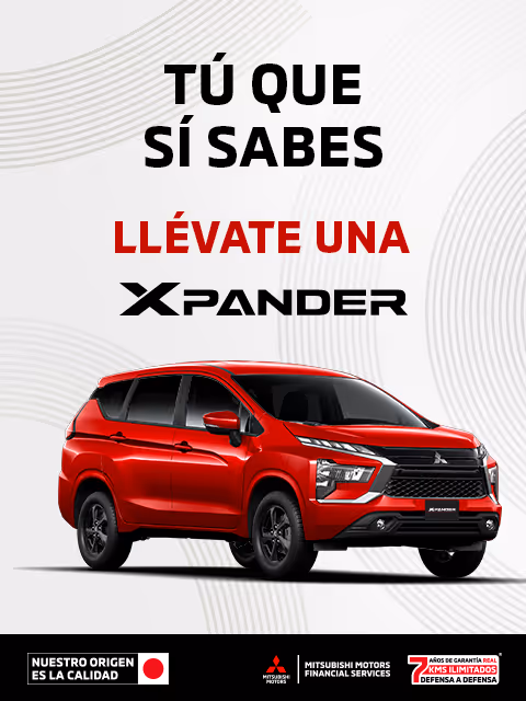 Estrena una Mitsubishi Xpander GLS 2025 desde 24 meses sin intereses (1) o tasa desde 3.9%(2) + 0% comisión por apertura (3) solo con Mitsubishi Motors Financial Services.