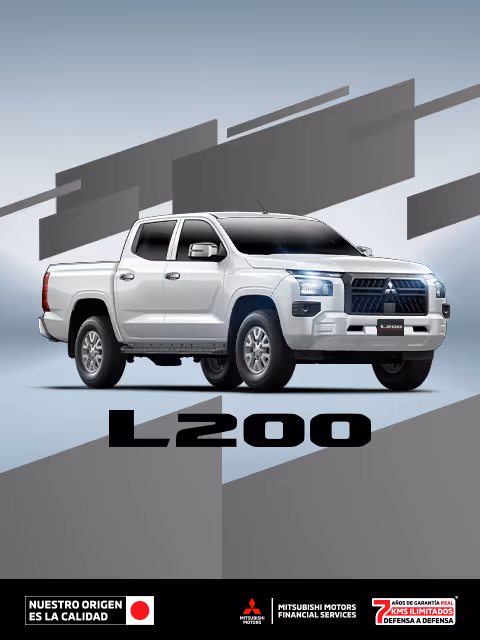 Estrena una Mitsubishi L200 GLX TM 4X4 DSL 2026 con tasa desde 7.9%(1) o 1 año de seguro gratis(2) + 0% Comisión por apertura (3) solo con Mitsubishi Motors Financial Services.