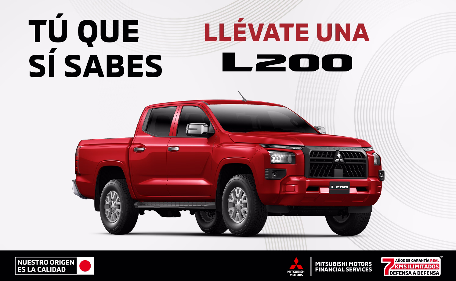 Estrena una Mitsubishi L200 GLX TM 4x2 GAS 2025 con tasa de 6.9%(1) + 1 año de Seguro Gratis (2) + 0% Comisión por Apertura(3) solo con Mitsubishi Motors Financial Services.