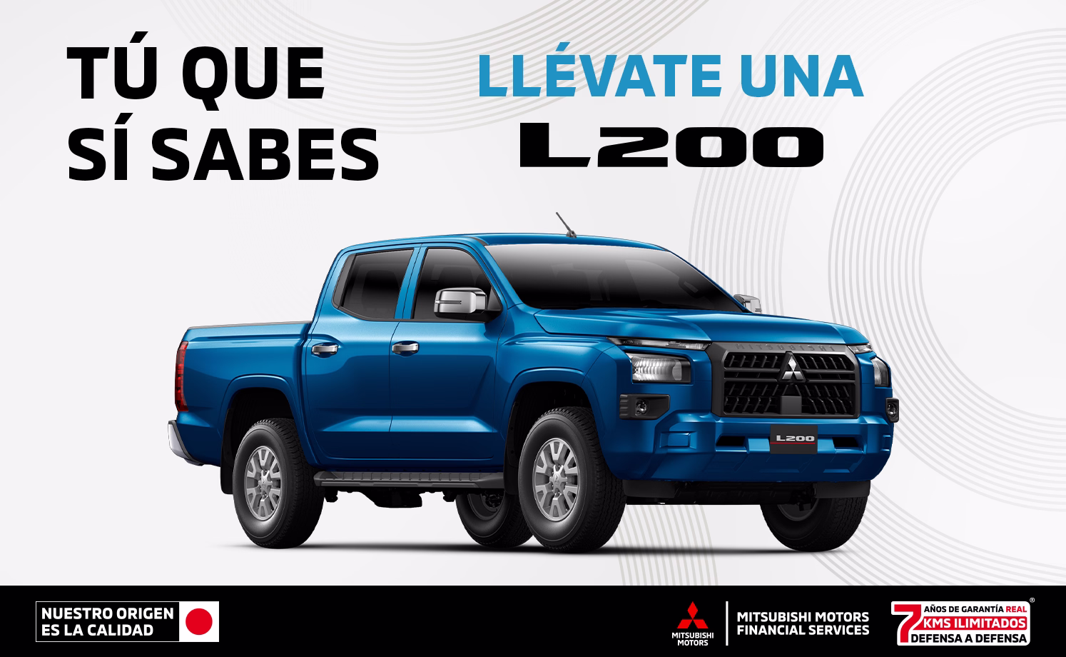 Estrena una Mitsubishi L200 GLX TM 4x2 GAS 2025 con tasa de 6.9%(1) + 1 año de Seguro Gratis (2) + 0% Comisión por Apertura(3) solo con Mitsubishi Motors Financial Services.