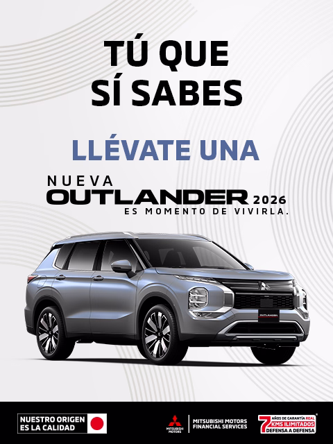 Estrena una Mitsubishi Outlander 2026 con mensualidades de $7,999.00 M.N.(1) o 1 año de Seguro Gratis(2) desde 0% comisión por apertura(3) solo con Mitsubishi Motors Financial Services.